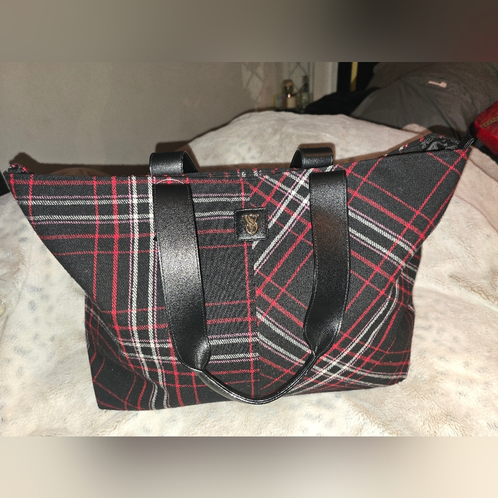 Victoria Secret Black and Red Plaid Bag